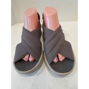 BZees Crisscross Sunset Brown Slingback Stretch Platform Wedge Sandals Size 9